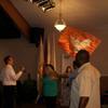 Julie flying our Holy Spirit Fire Flag - A gift from our friend Laura