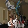 Paul Nison and his daughter Noa flying our "Freedom" flag. Bobby in the back flying our "Bless Israel" flag