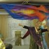 Pastor Tikvah flying the Yeshua silk flag 