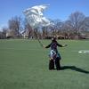 A dear friend from New York with our Plain White 7ft Silk Flag