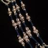 Blue, White & Silver with Silver Beads - With Blue wrapping thread